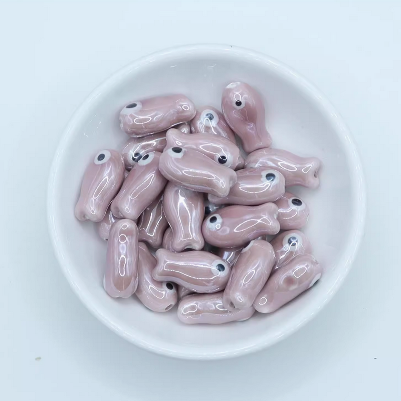 5pcs Ceramics Glazed Cute Fish Pendants