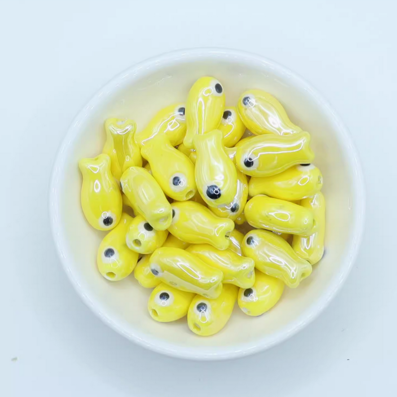 5pcs Ceramics Glazed Cute Fish Pendants