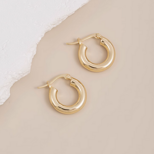 1 Pairs Brass French Circle Style Ring Chunky Earring Plain Gold