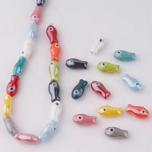 10pcs Ceramics Glazed Cute Fish Pendants