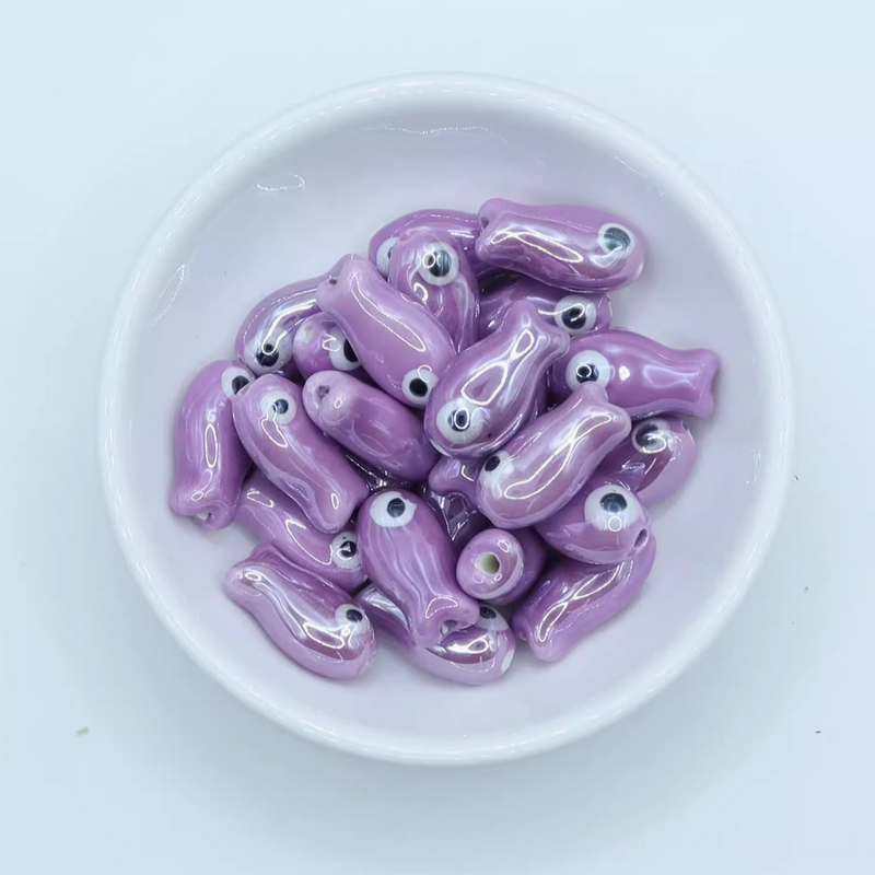 5pcs Ceramics Glazed Cute Fish Pendants