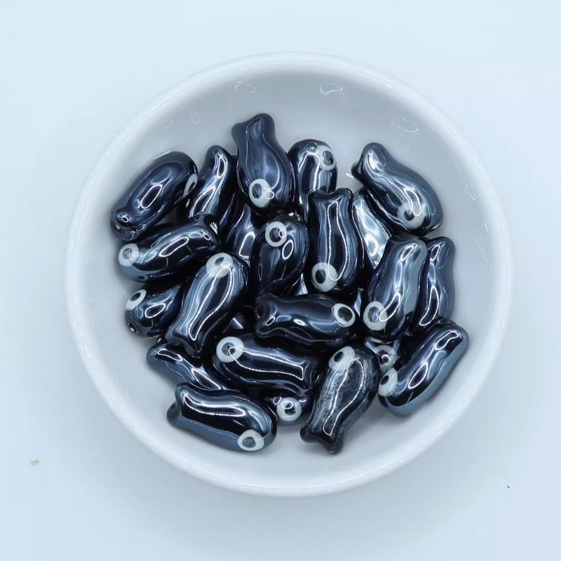 5pcs Ceramics Glazed Cute Fish Pendants