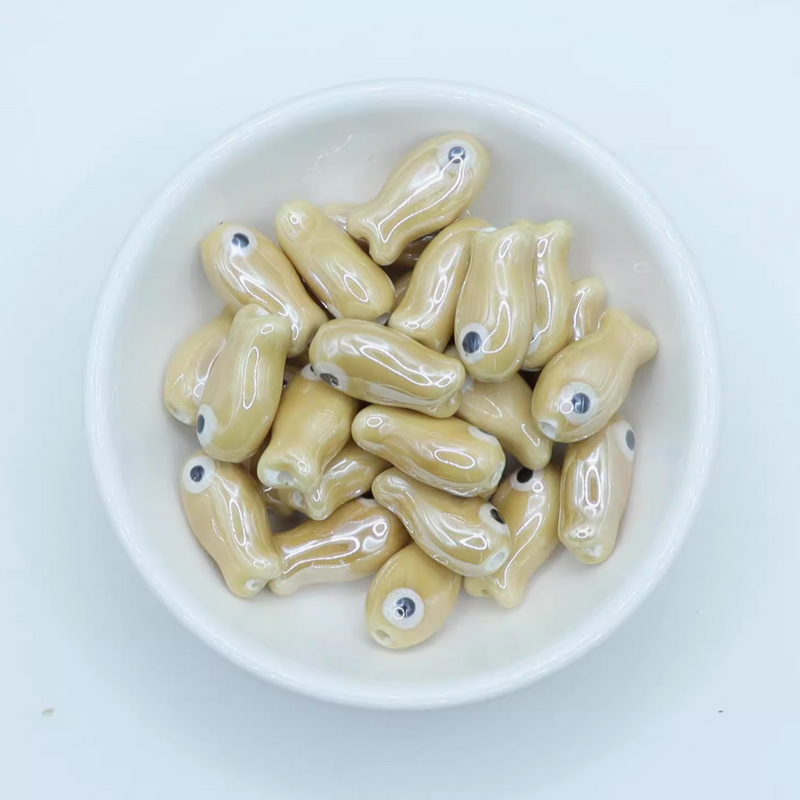 5pcs Ceramics Glazed Cute Fish Pendants