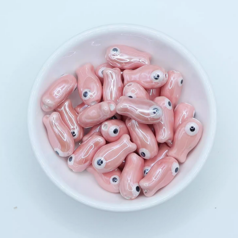 5pcs Ceramics Glazed Cute Fish Pendants