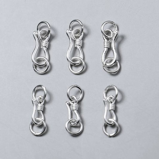 Sterling Silver Hook Clasp With Rings, Silver Plated