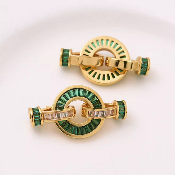 Brass Zirconic Ring Double Spring Clasp