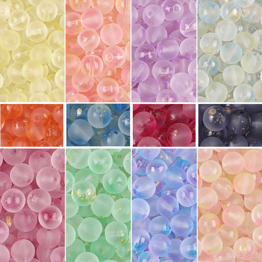 20pcs Glass Foil Matt Beads