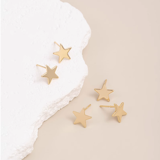 1 Pairs Brass Star Earring Base, 14K Gold Plate