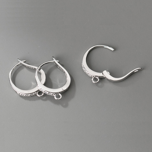 1 Pair Sterling Silver Earring Zirconic Loop