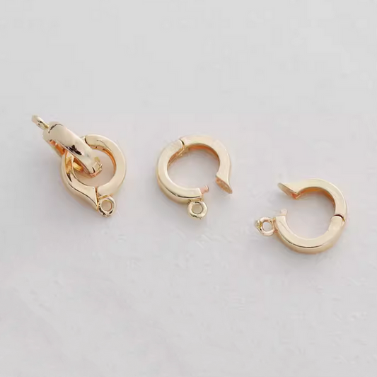 Brass Double Ring Snap Clasp, Gold Plated