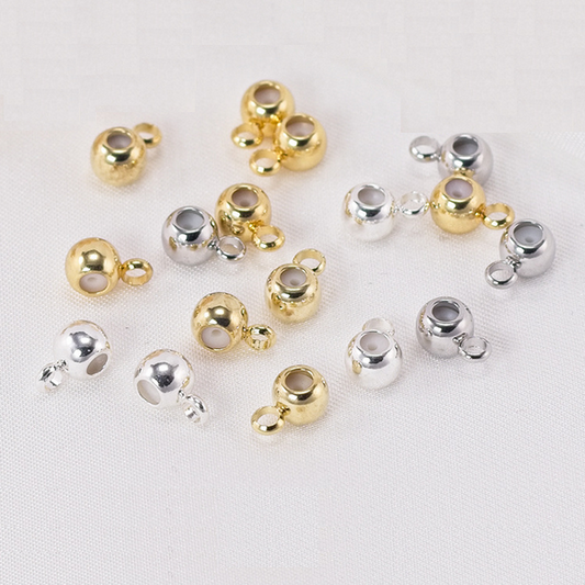 10pcs Brass Spacer Round Bead With Silicone