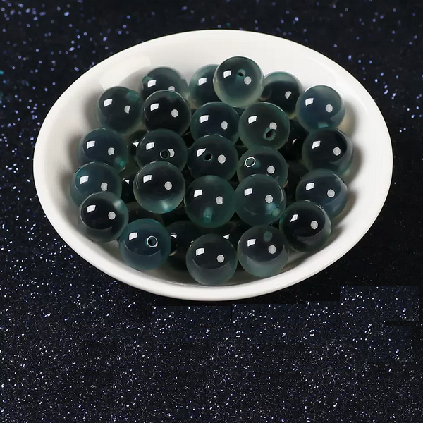 10pcs Agate Round Beads Half Transparent Ice Pudding