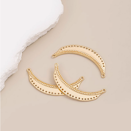 Alloy Crescent Moon Hanging Findings With Multi Holes 14K Plated-AMXJ-01