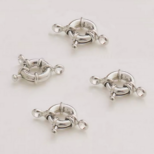 Brass 11mm Rudder Shape Spring Ring Clasp, Silver Plated - CMDS-04