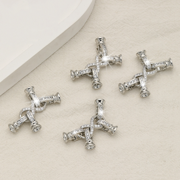 Brass X Shape Zirconic Spring Clasp