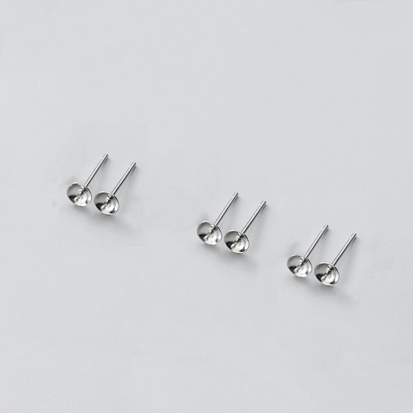 1 Pair 925 Sterling Silver Earring Base, Top Needle+No Ring