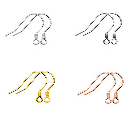 5 Pairs Brass Earring Hook, Spiral Style