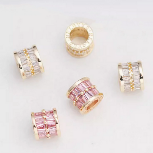 Alloy Zircon Cylinder Beads Spacer