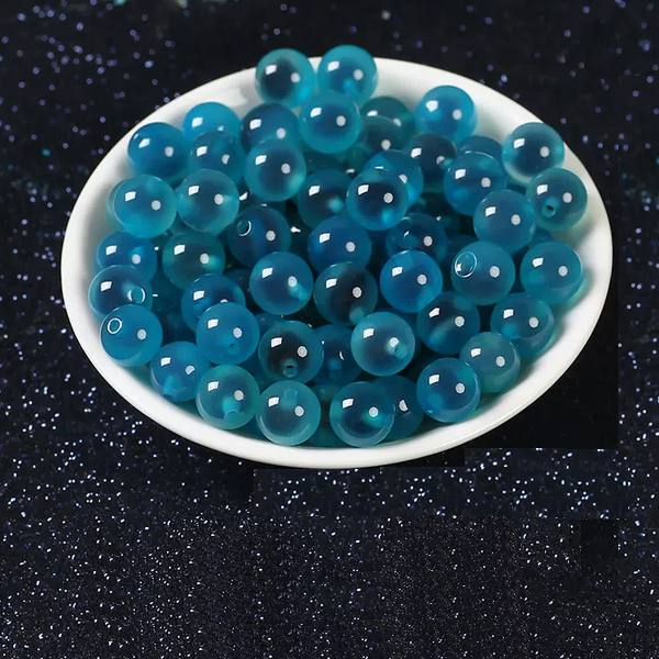 10pcs Agate Round Beads Half Transparent Ice Pudding