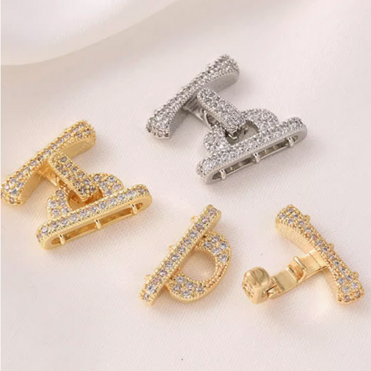 Brass Zirconic H Shape Clip Clasp