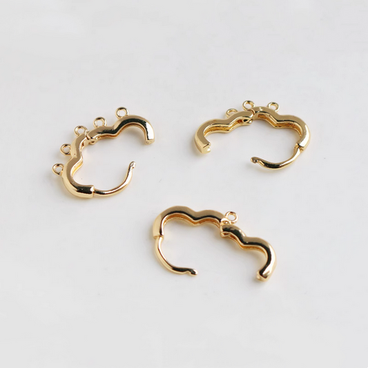 1 Pairs Multiple Rings Brass Could Earring Hook, 14K Gold Plate