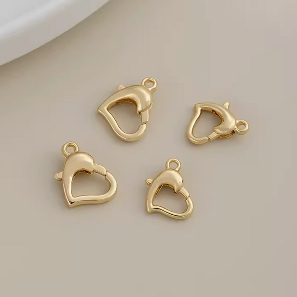 Brass Heart Shape Spring Ring Clasp