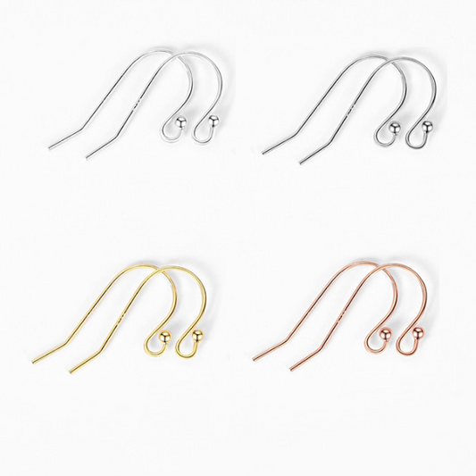 5 Pairs Brass Earring Hook, Ball Style