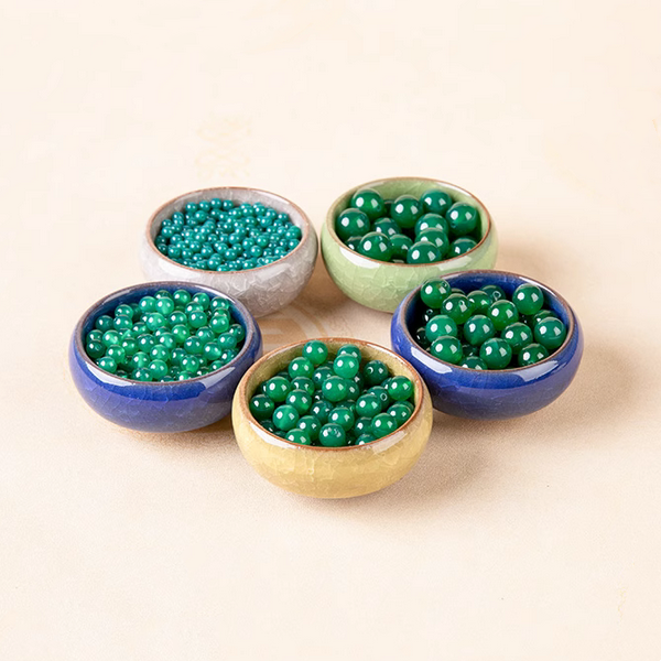 10pcs Agate Round Deep Green Beads