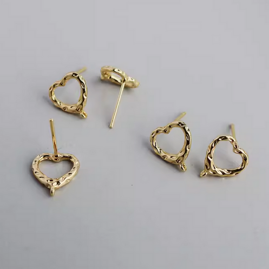 1 Pairs Brass Heart Earring Plate