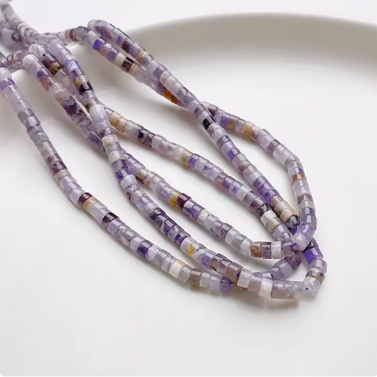 145pcs Jade Tubular Beads, Light Purple-OHBY-03