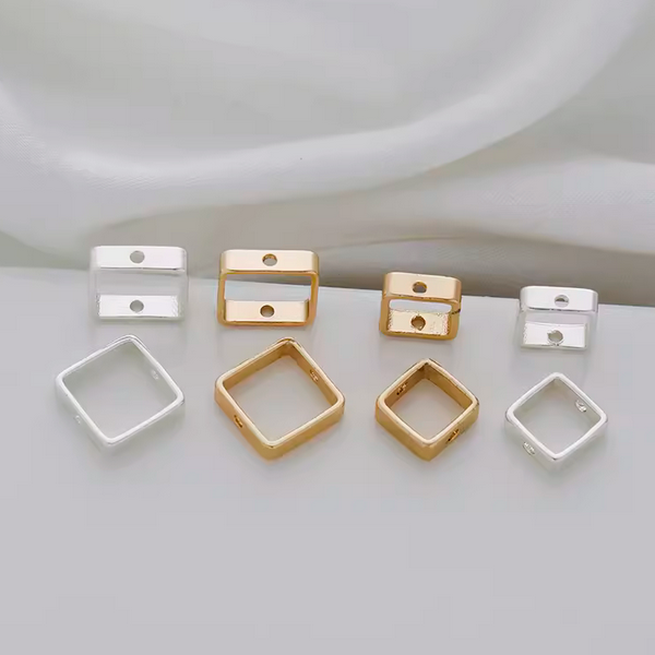 Brass Square Beads Enwrap Ring