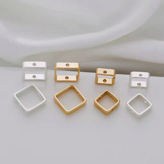 Brass Square Beads Enwrap Ring