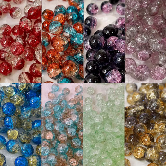 20pcs Glass Beads Broken Ice Effect