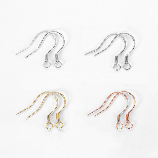 1 Pair Sterling Silver Earring Hooks, Spiral+925 Seal