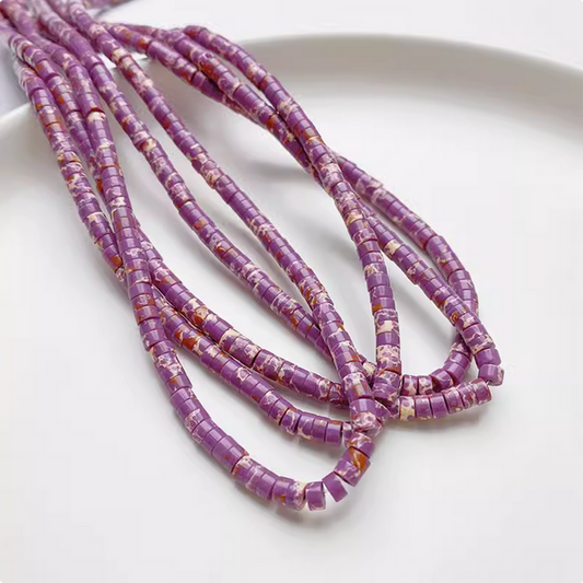 145pcs Jade Tubular Beads, Purple -OHBY-09