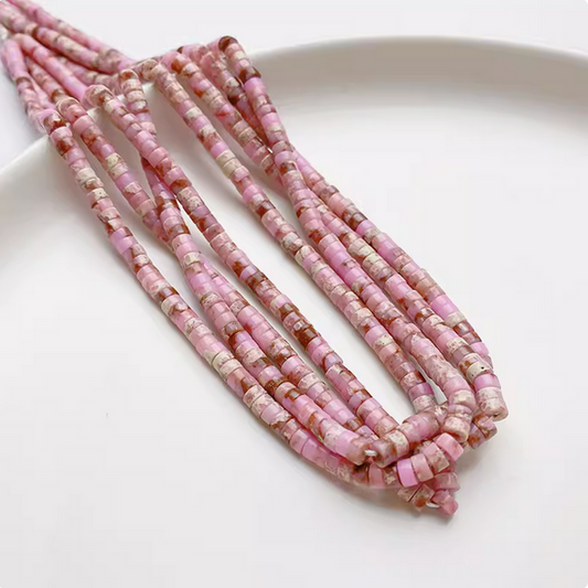 145pcs Jade Tubular Beads, Pink -OHBY-11