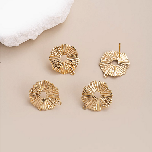 1 Pairs Brass Earring Base, 14K Gold Plate