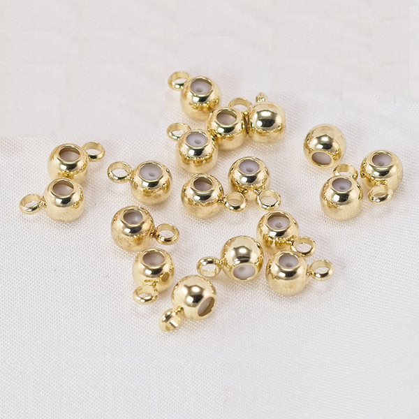 10pcs Brass Spacer Round Bead With Silicone