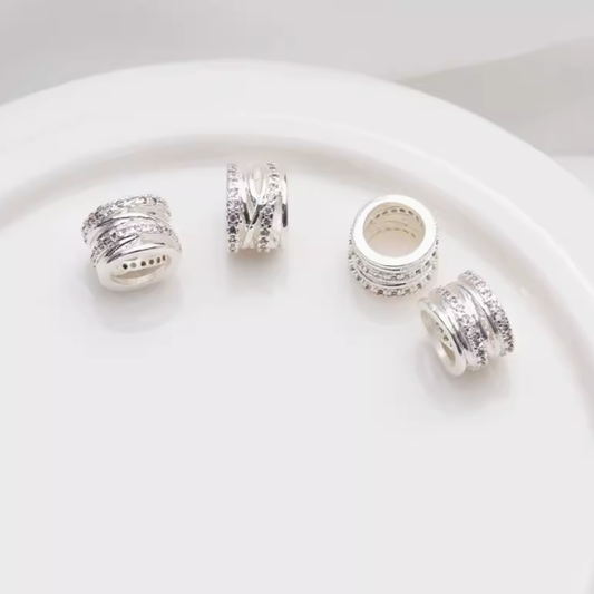 Alloy Zirconic Cylinder Spacer Silver Plated