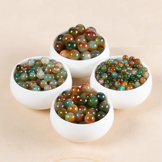 10pcs Agate Round Peacock Beads