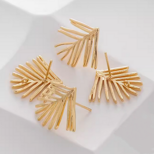 1 Pairs Brass Cedar Leaf Earring Plate