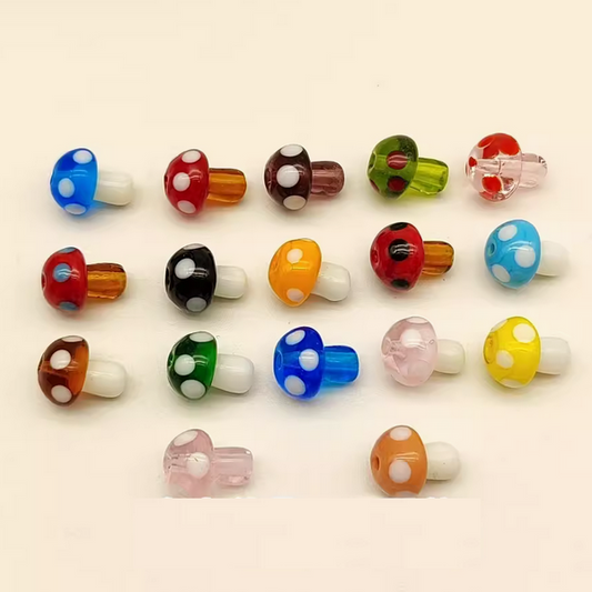 40pcs Mushroom Glass Partition Beads Spacer, Mix Colors- GLMG-01