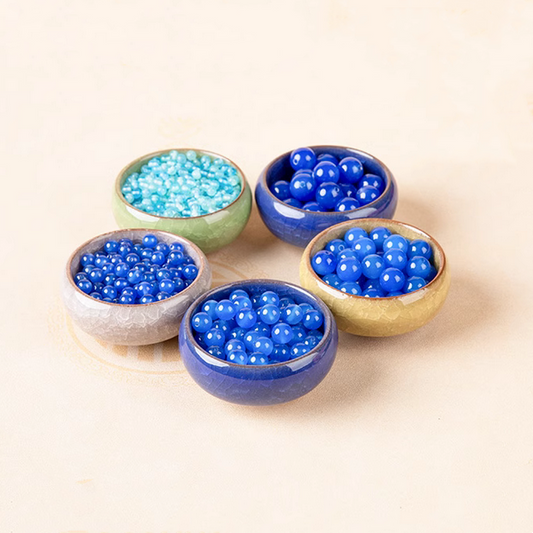 10pcs Agate Round Blue Beads