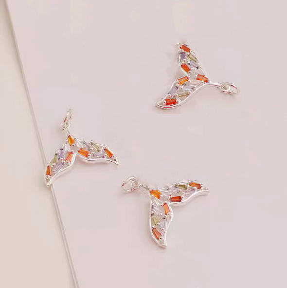 Alloy Whale Tail Shape Pendant 14K Plated+Zircon