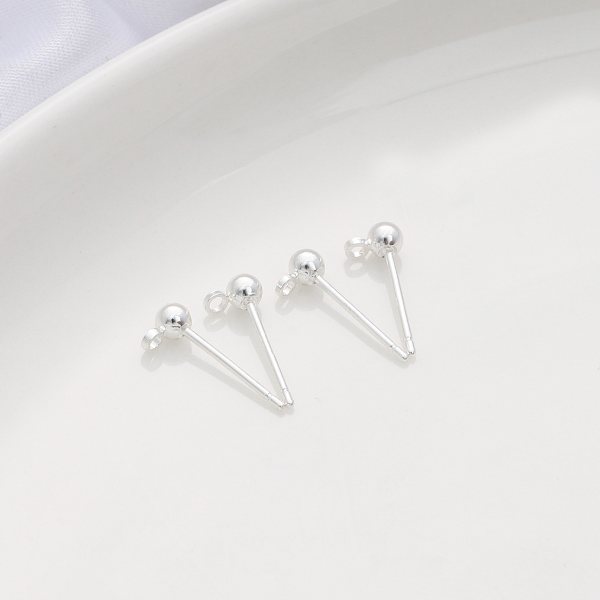 1 Pair Sterling Silver Ball Earring Studs