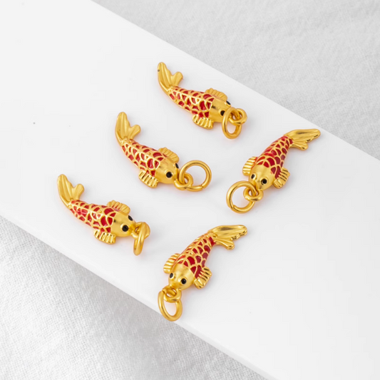 Alloy Dispensing Fish Pendant 18K Plated - PMYE-01