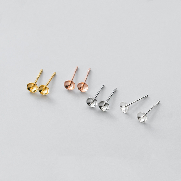 1 Pair 925 Sterling Silver Earring Base, Top Needle+No Ring