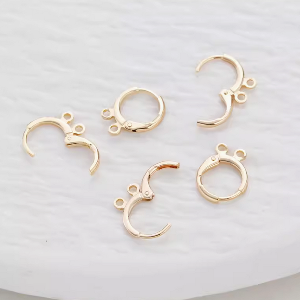 1 Pair Multiple Rings Brass Earring Hoop, 14K Gold Plate