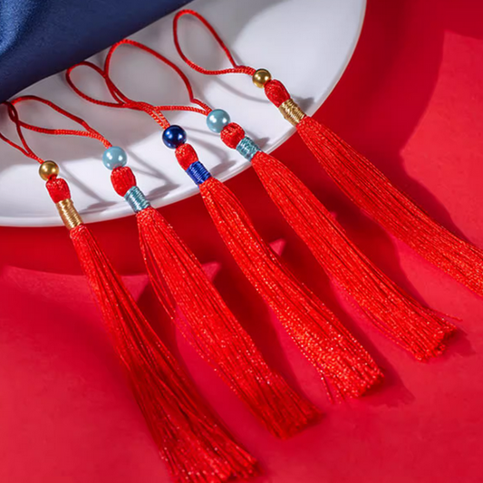 13cm Nylon Red Tassels With Beads