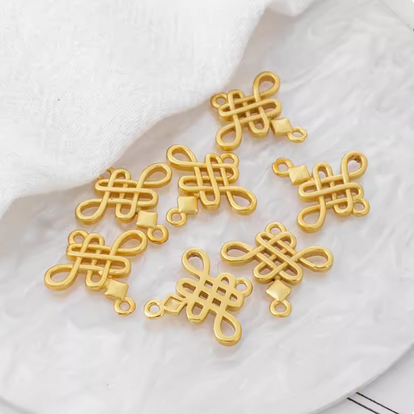 Brass Chinese Lucky Knot Pendant 18K Plated - PMZJ-01